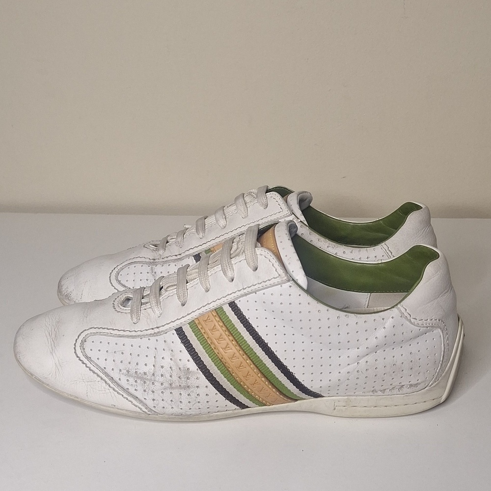 Louis Vuitton White Perforated Leather Bastia Sneakers Size 8.5 - Picture 4 of 15